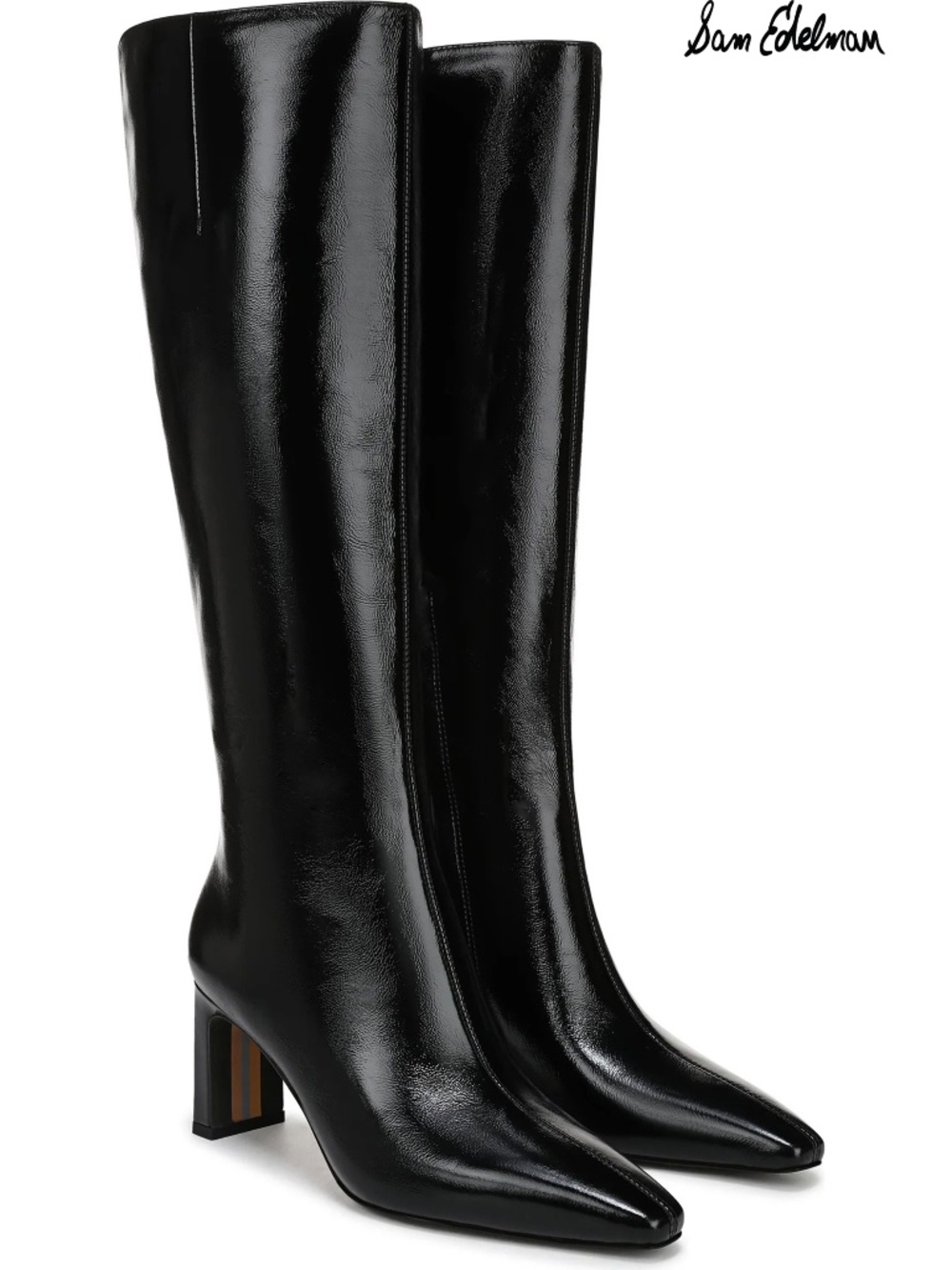 SAM EDELMAN NIB SYLVIA2 BLACK CRINKLE LEATHER KNEE HIGH BOOT. SIZE 9.5M